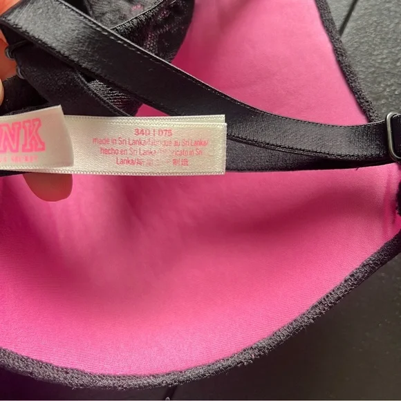 Victoria’s Secret PINK Wear Everywear Push Up Lace Animal Print Black Bra 34D - Picture 8 of 9